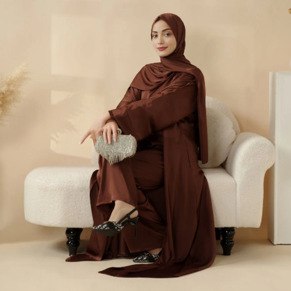 Premium Satin Modest Abaya Set