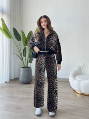 Leopard Pattern Ribbed Set