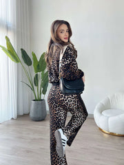 Leopard Pattern Ribbed Set